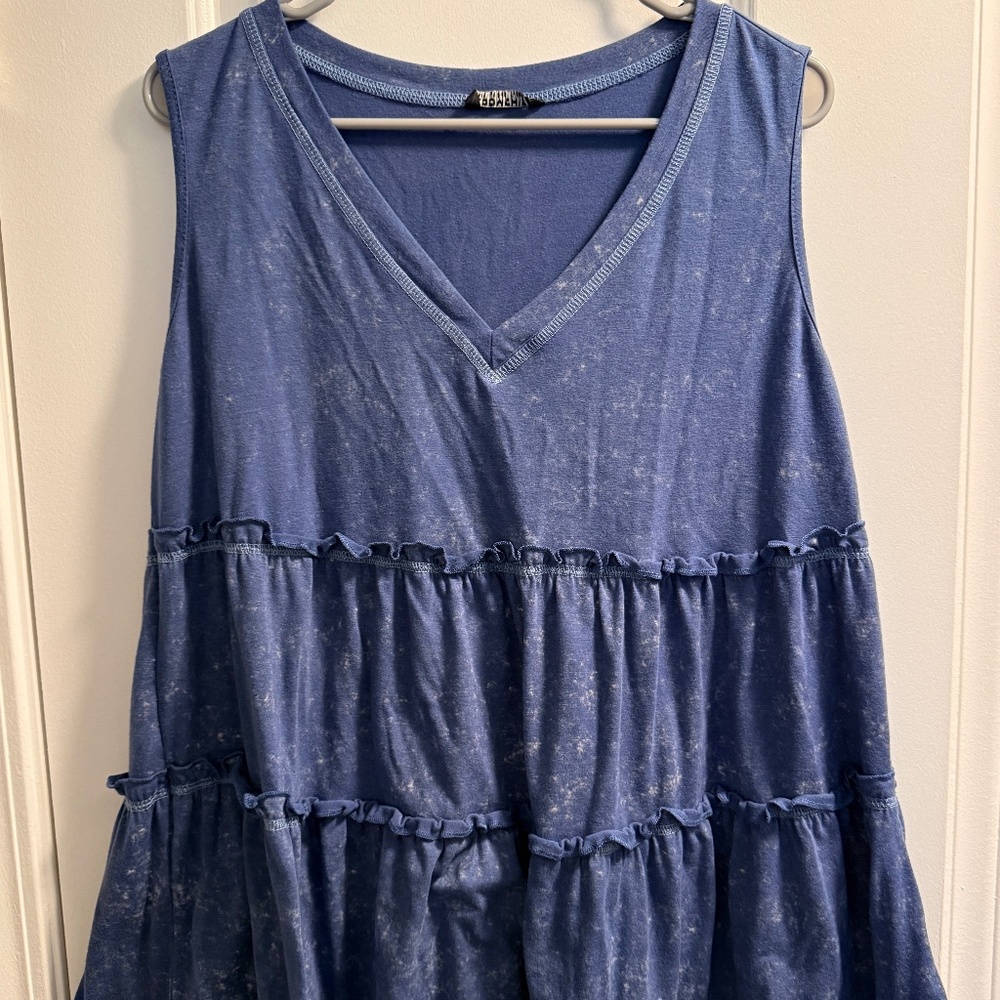 BloomChic Women's Blue Boho Tank Top, US 14/16